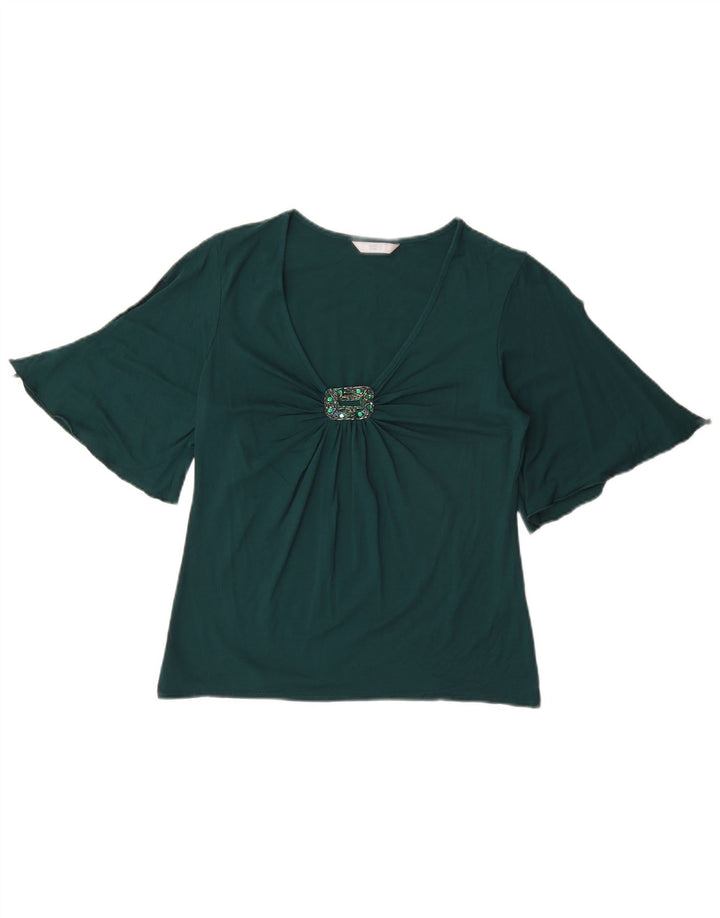 Marks & Spencer Chemisier Top UK 14 Femme Vert Moyen Viscose