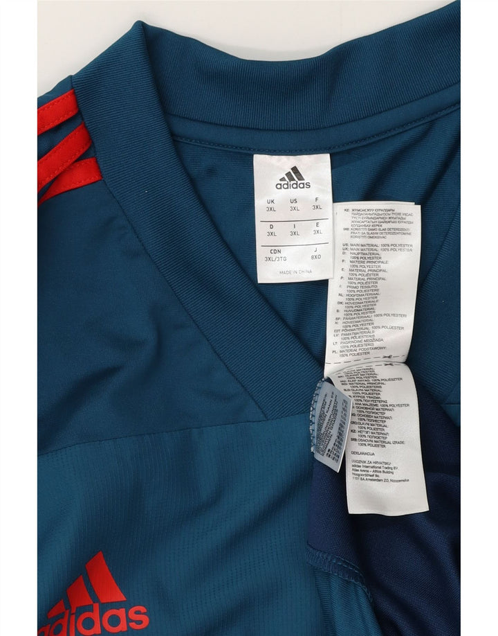 Adidas Haut à manches longues pour homme 3XL Bleu Colorblock Polyester