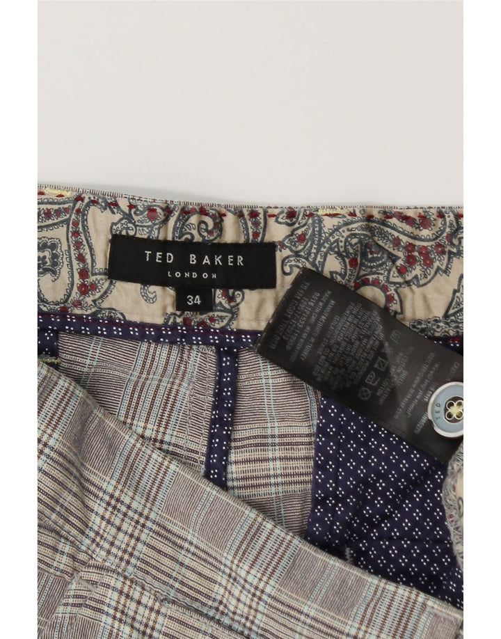 Ted Baker Short Chino Homme W34 Grand Gris à Carreaux Coton