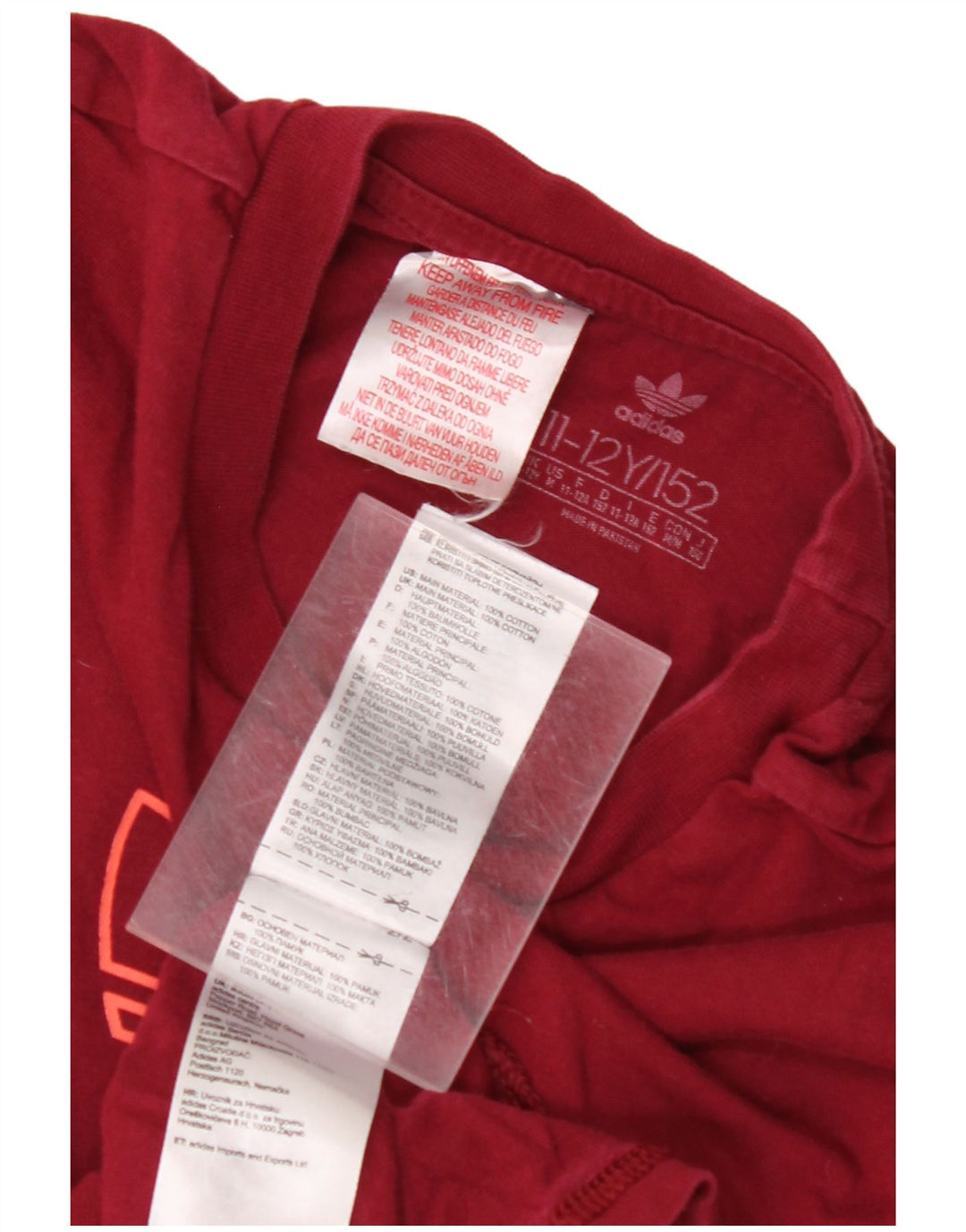 ADIDAS T-shirt graphique pour garçon 11-12 ans en coton bordeaux