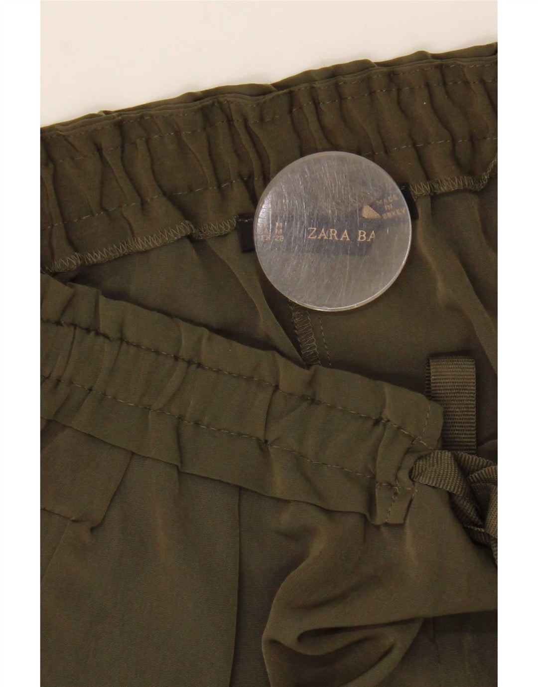 Pantalon décontracté fuselé Zara Femme Moyen W28 L27 Kaki Polyester