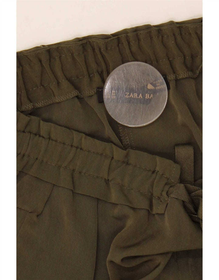 Pantalon décontracté fuselé Zara Femme Moyen W28 L27 Kaki Polyester