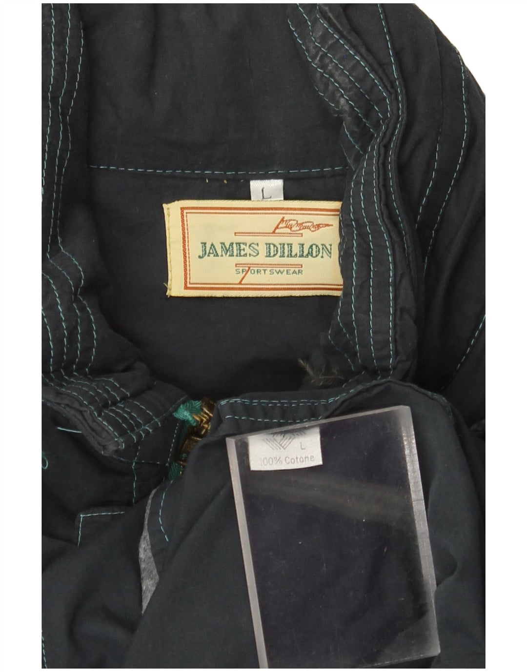 JAMES DILLON Veste utilitaire à capuche pour homme UK 40 Large Bleu Marine Coton