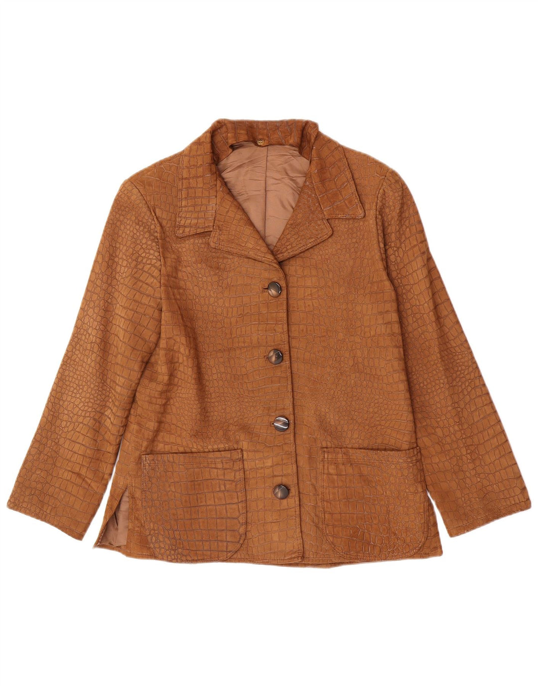 vintage Femme 4 Bouton Blazer Veste UK 12 Moyen Brun Animal Print