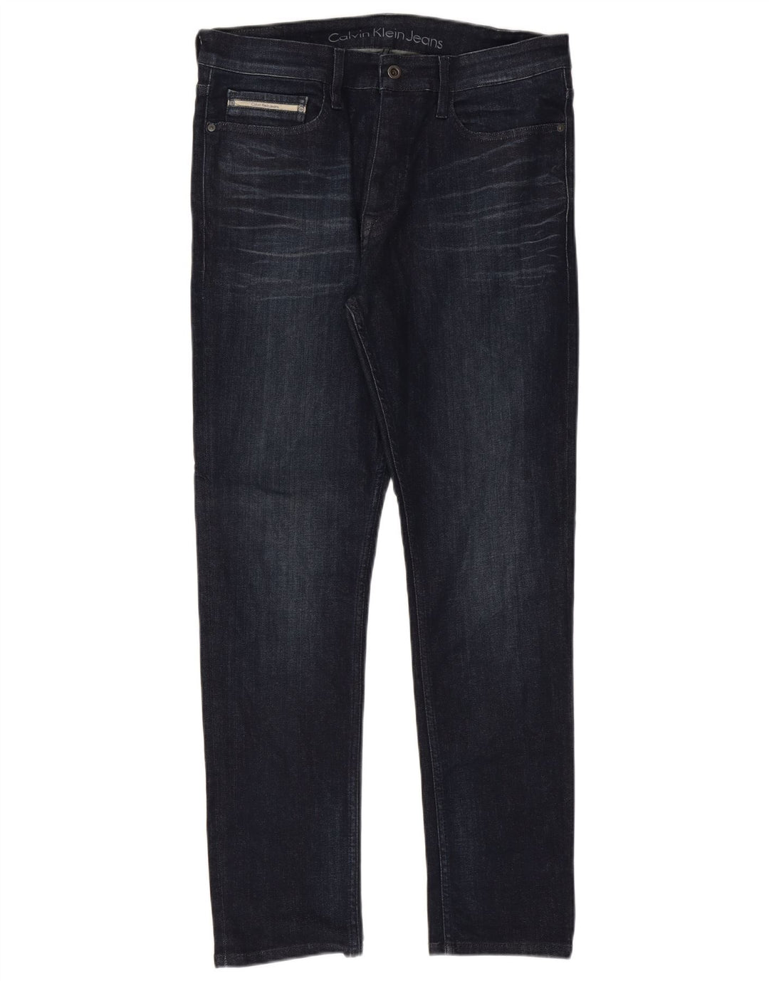 CALVIN KLEIN Jean Slim Homme W33 L32 Bleu Marine Coton