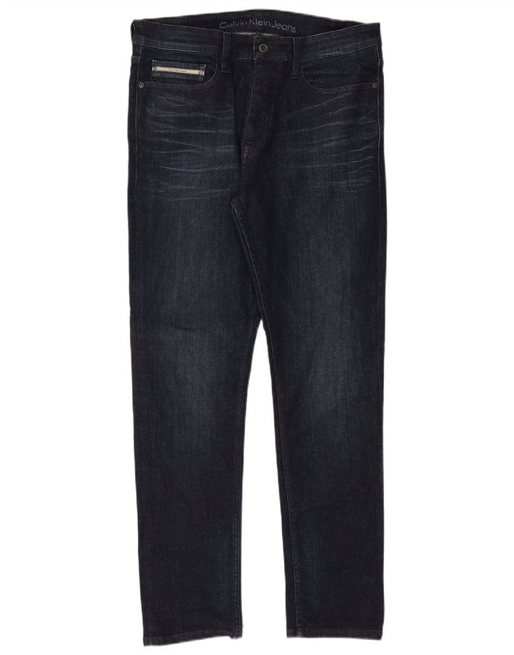 CALVIN KLEIN Jean Slim Homme W33 L32 Bleu Marine Coton