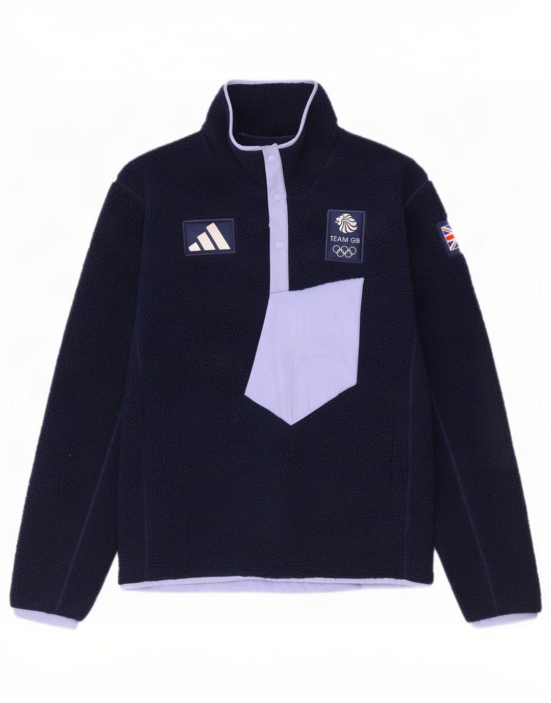 Adidas Pull en polaire à col boutonné Team GB pour homme Bleu marine moyen Colourblock