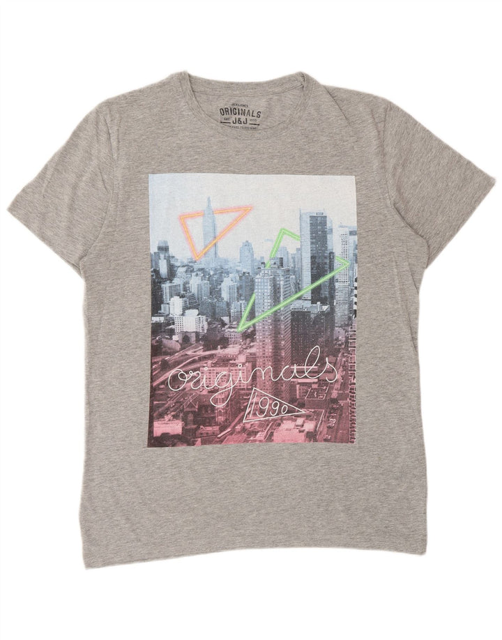 Jack & Jones T-Shirt Graphique Homme Grand Gris Coton