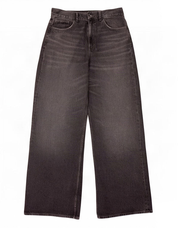 Zara Jean taille haute à jambe large pour femme EU 44 XL W34 L35 Gris Coton
