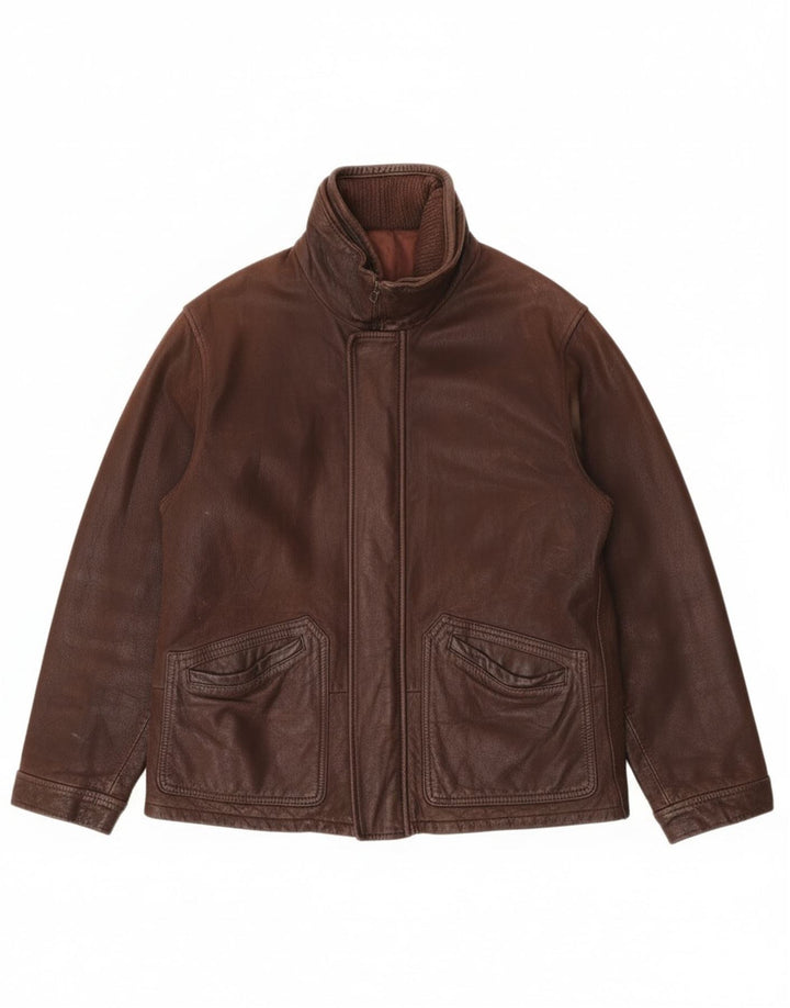 veste en cuir homme vintage IT 50 Grand cuir marron