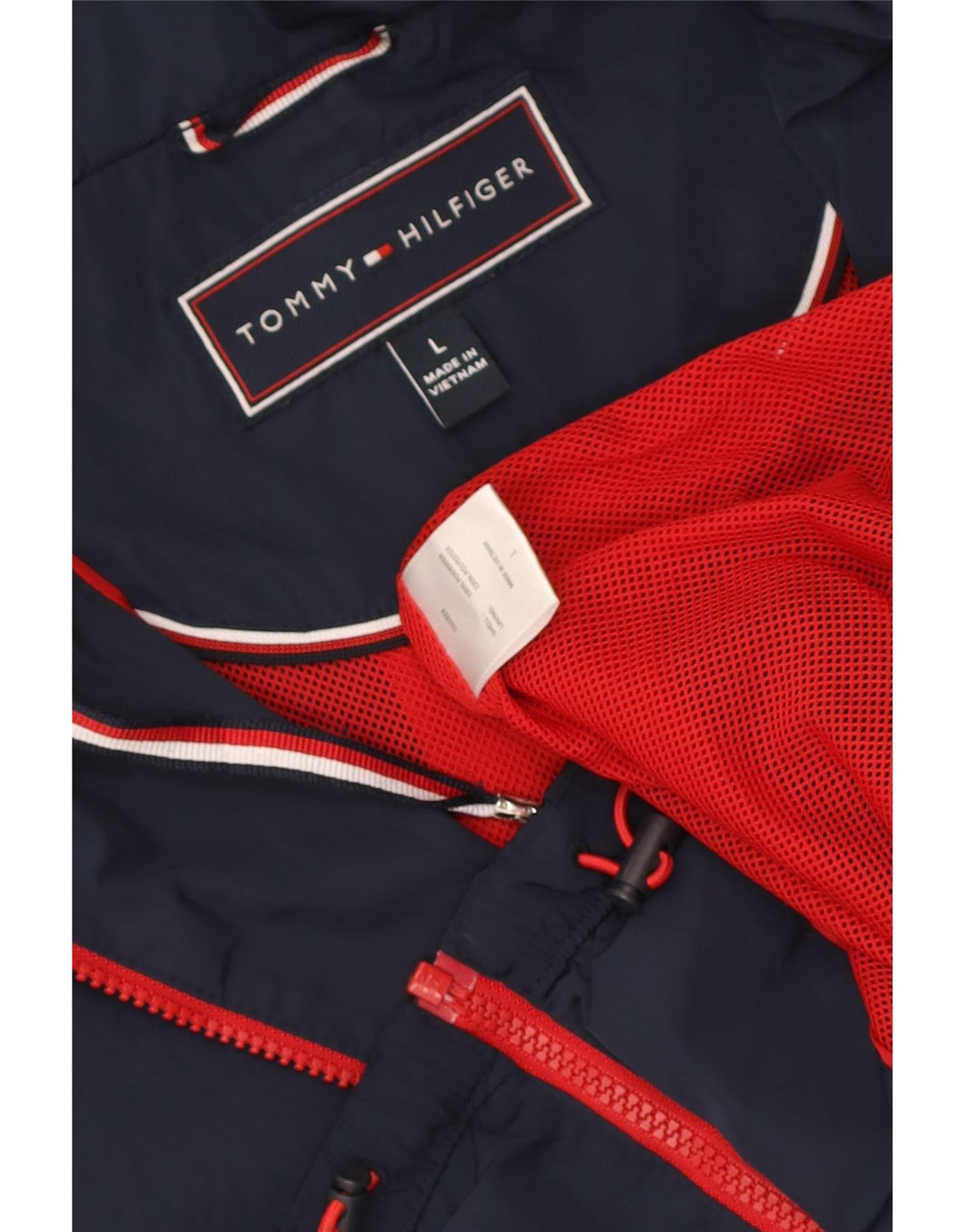 Tommy Hilfiger Veste de pluie à capuche pour femme UK 16 Large Bleu marine Polyester