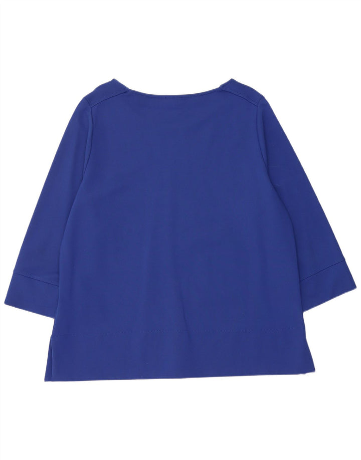 Jaeger Haut Femme Manches 3/4 UK 18 XL Bleu Viscose