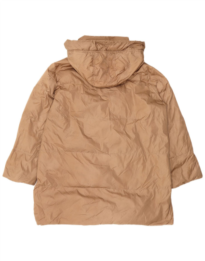 Zara Manteau matelassé à capuche surdimensionné pour femme UK 10 Petit Beige