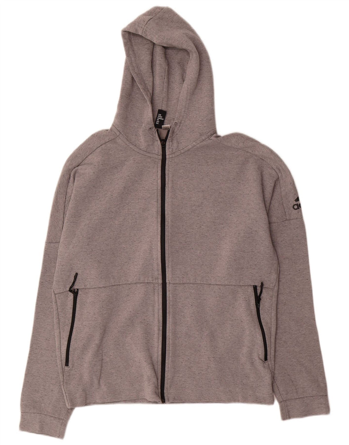 ADIDAS Pull à capuche zippé pour homme, grand gris moucheté