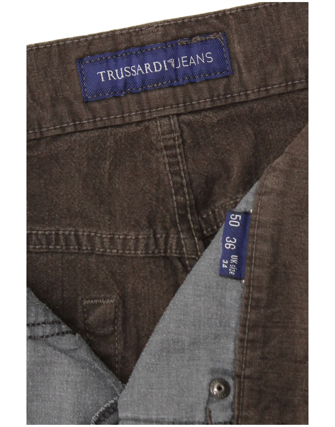 TRUSSARDI Pantalon décontracté droit pour homme IT 50 Large W34 L29 Marron