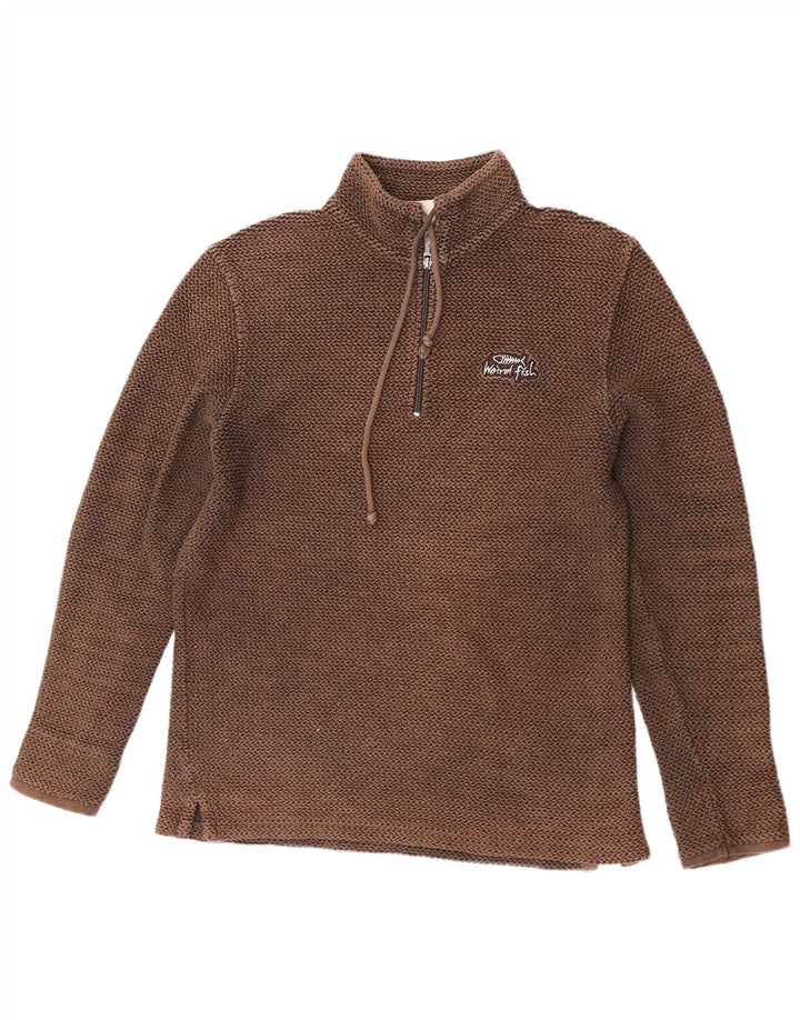 Weird Fish Sweat-shirt à col zippé pour homme Marron moyen