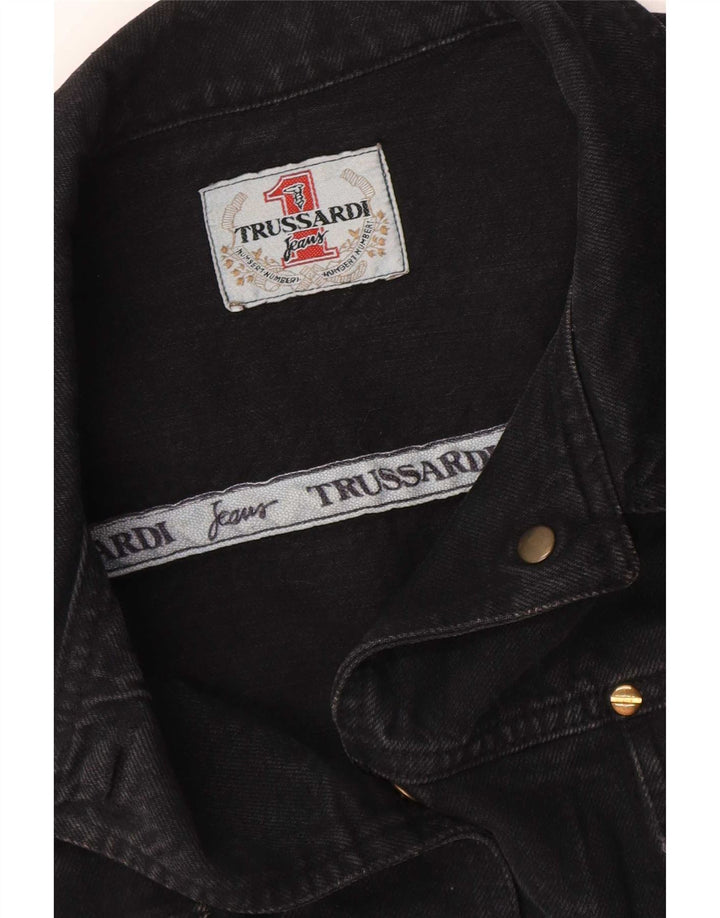 Trussardi Veste en jean courte pour femme UK 12 Noir moyen