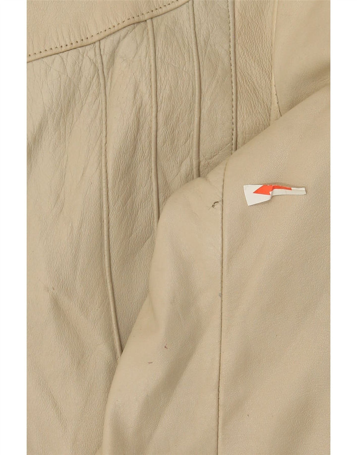 veste en cuir femme vintage UK 10 Petit Beige