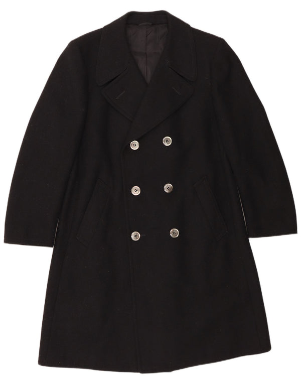 vintage Mens Double Breasted Coat IT 54 2XL Laine Noire