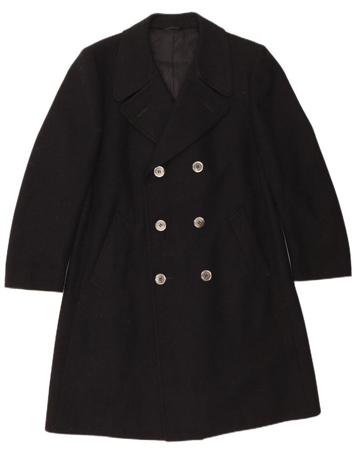 vintage Mens Double Breasted Coat IT 54 2XL Laine Noire