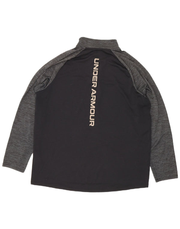 Under Armour Haut graphique à manches longues et col zippé pour hommes, grand noir, sport