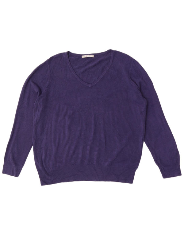 Marks & Spencer Pull col V pour femme UK 20 2XL Bleu marine Acrylique
