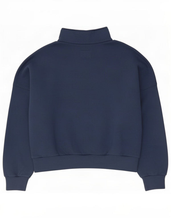 Abercrombie & Fitch Sweat-shirt à col zippé pour femme UK 14 Large Bleu marine