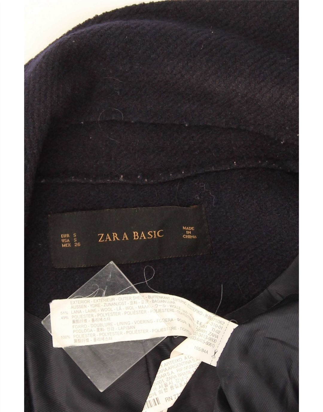 Zara Womens Longline Open Gilet UK 10 Small Bleu Marine Laine