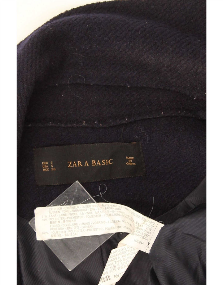 Zara Womens Longline Open Gilet UK 10 Small Bleu Marine Laine