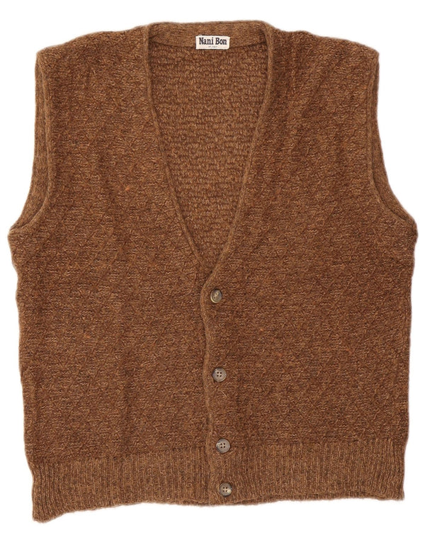 NANI BON Pull Cardigan sans Manches Homme IT 50 Acrylique Marron Moyen