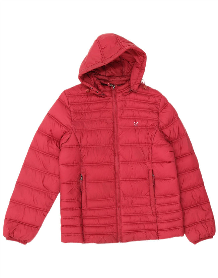 Crew Clothing Veste matelassée à capuche pour femme UK 12 Medium Rouge Polyamide