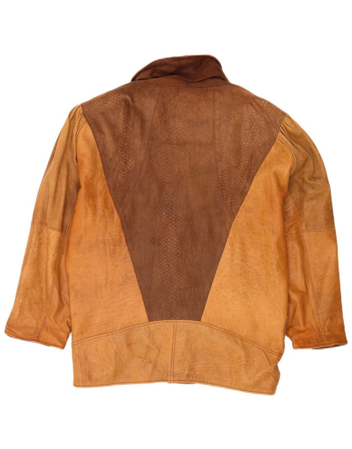 veste surdimensionnée femme vintage UK 16 Grand imprimé animal brun