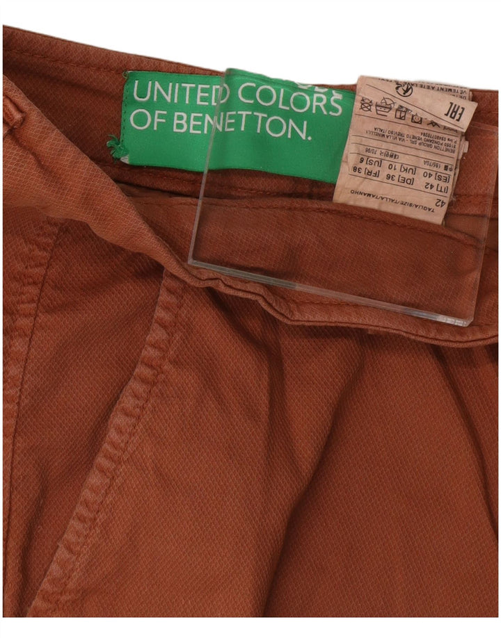 BENETTON Womens Chino Shorts UK 10 Small W30 Brown Cotton