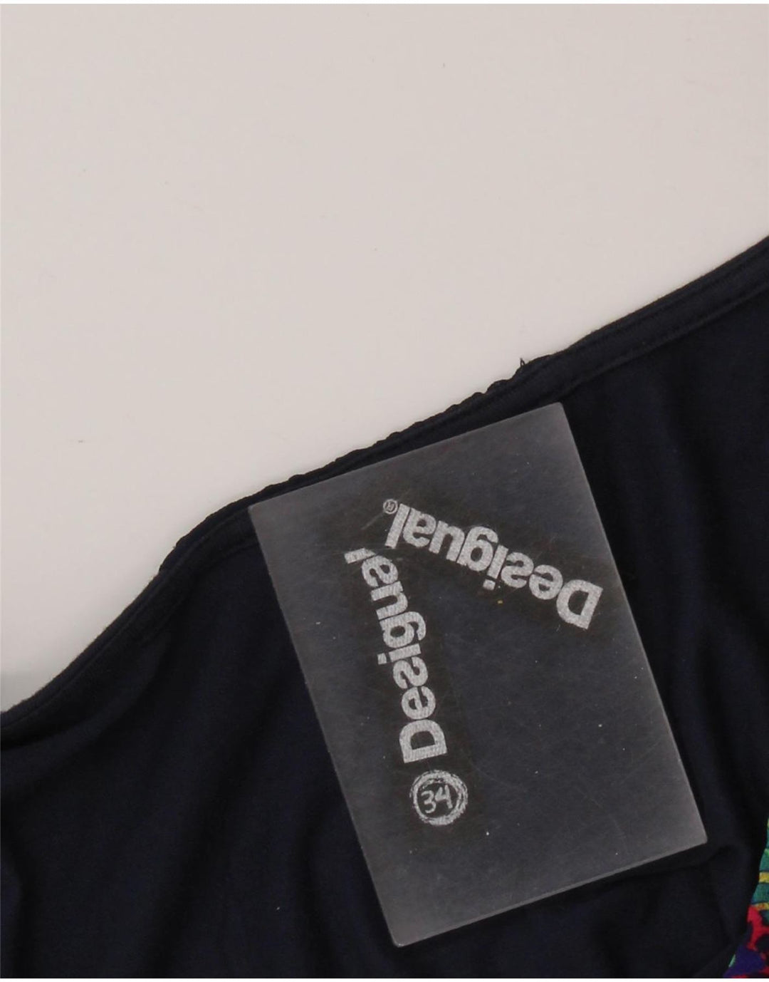 Desigual Robe basique sans manches à motif abstrait pour femme EU 34 XS Bleu marine