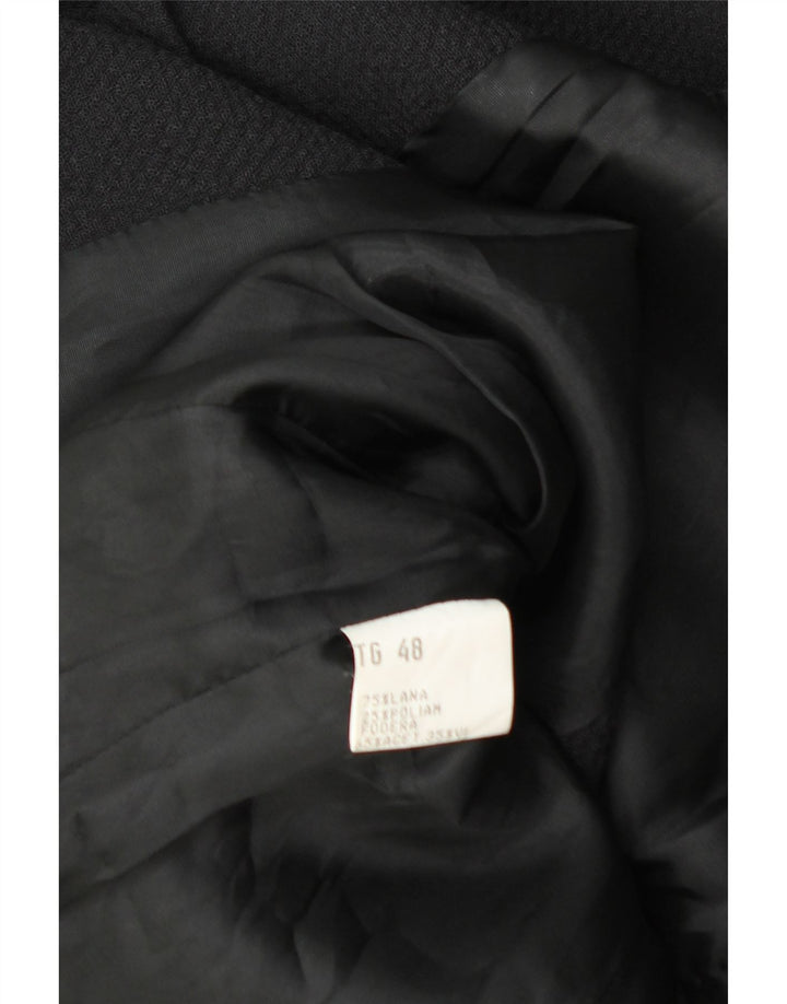 vintage Femme 4 Bouton Blazer Veste IT 48 XL Laine Bleu Marine