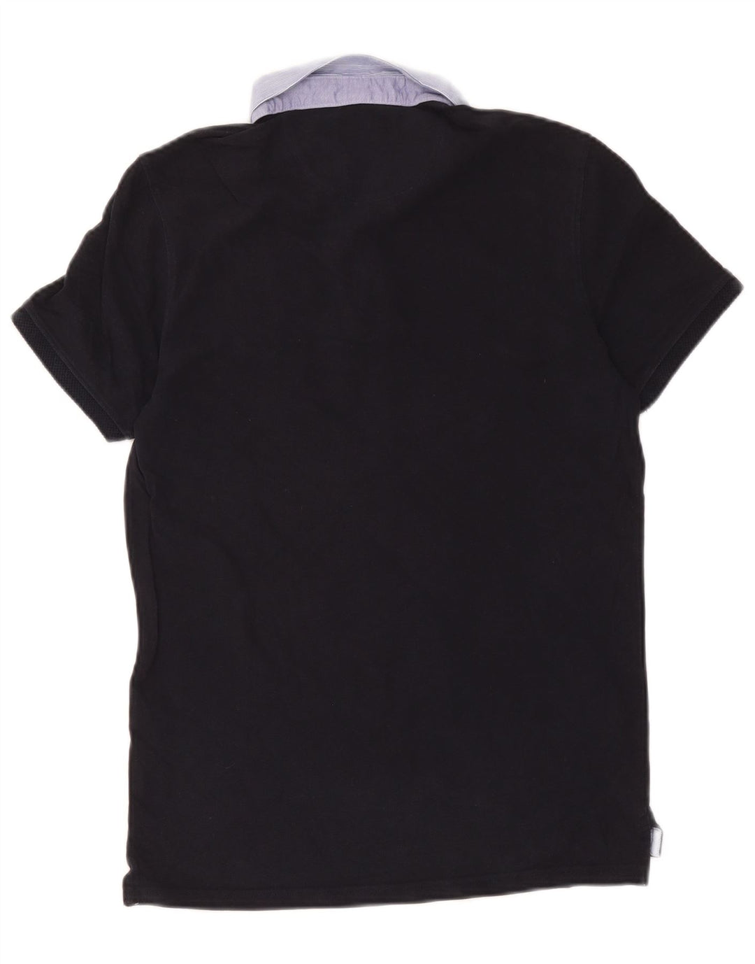 Massimo Dutti Mens Polo Shirt Medium Navy Blue Colourblock Cotton