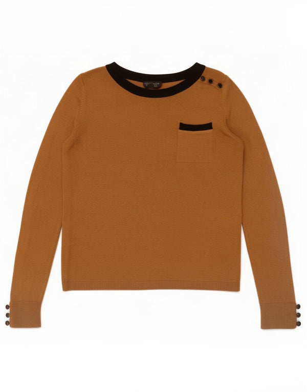 Topshop Pull col bateau pour femme UK 12 Viscose marron moyen