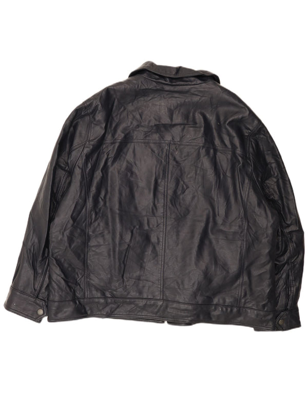 Tommy Hilfiger Veste en simili cuir pour homme UK 46 3XL Bleu marine Polyuréthane