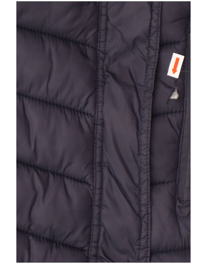 SUPERDRY Manteau rembourré à capuche pour femme UK 14 Medium Navy Blue Nylon