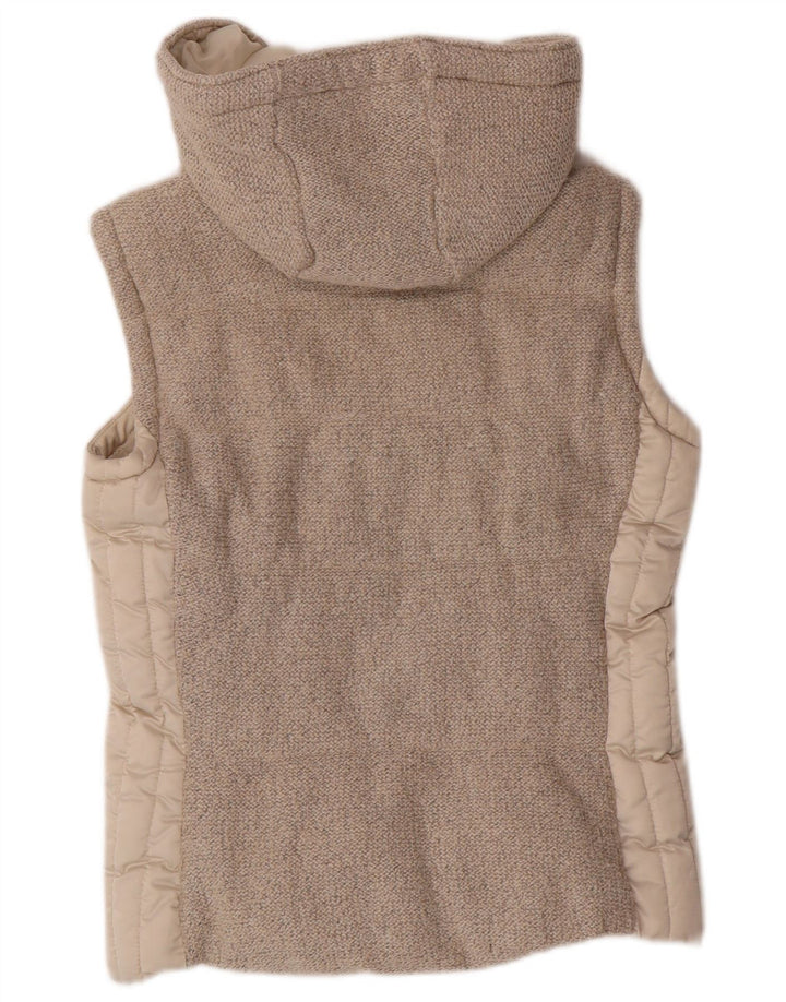 Zara Femme Gilet rembourré à capuche UK 10 Petit Polyester Beige