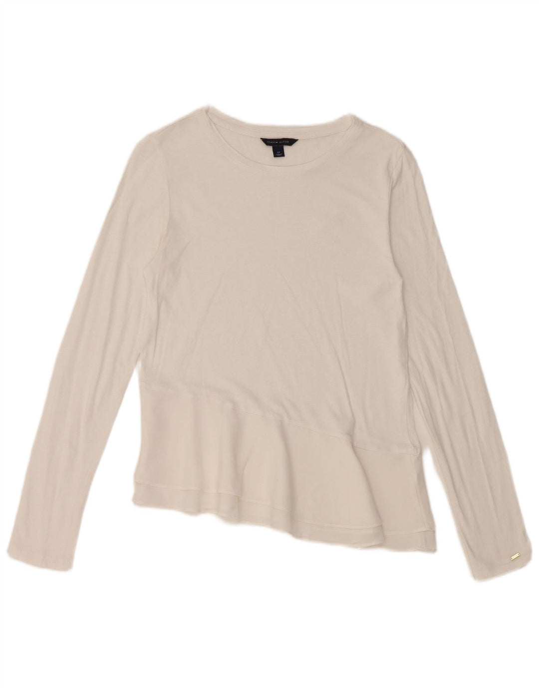 TOMMY HILFIGER Haut asymétrique à manches longues pour femme UK 10 Small Blanc