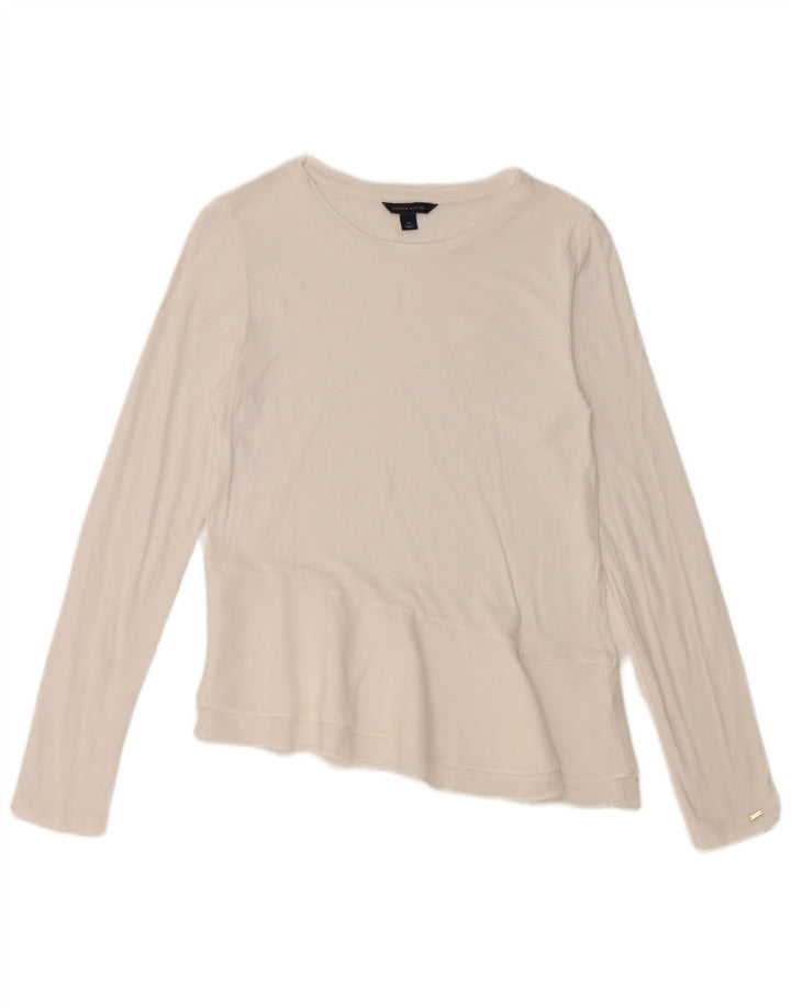TOMMY HILFIGER Haut asymétrique à manches longues pour femme UK 10 Small Blanc