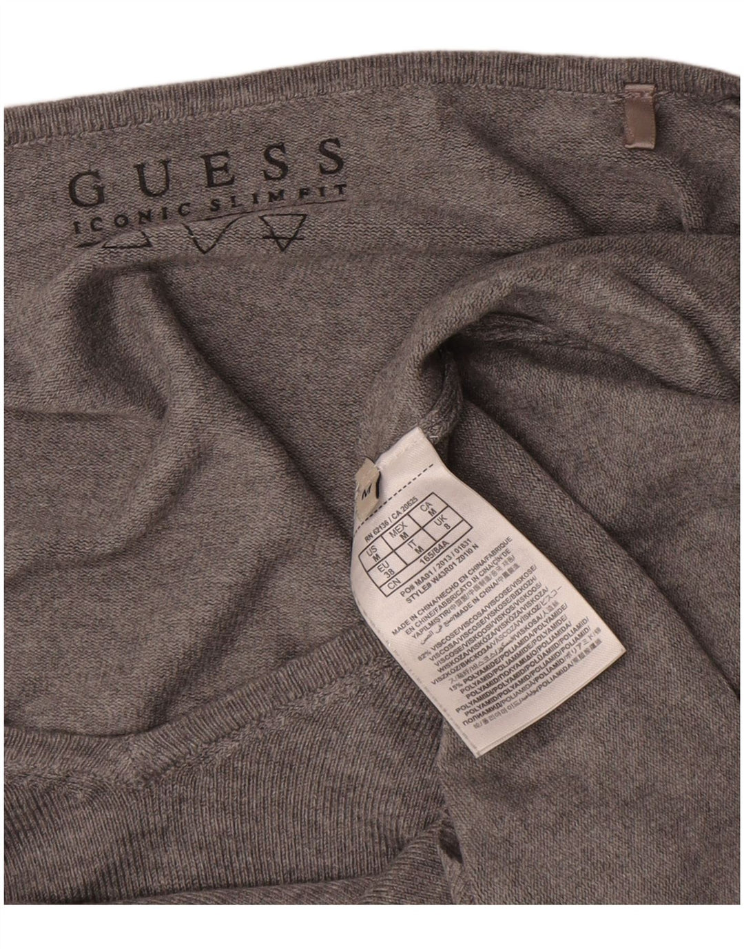 Guess Pull graphique surdimensionné à col en V pour femme UK 8 Small Gris