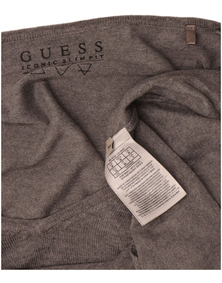 Guess Pull graphique surdimensionné à col en V pour femme UK 8 Small Gris