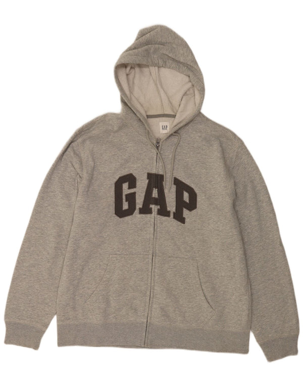 Gap Pull à capuche zippé graphique pour homme XL en coton moucheté gris