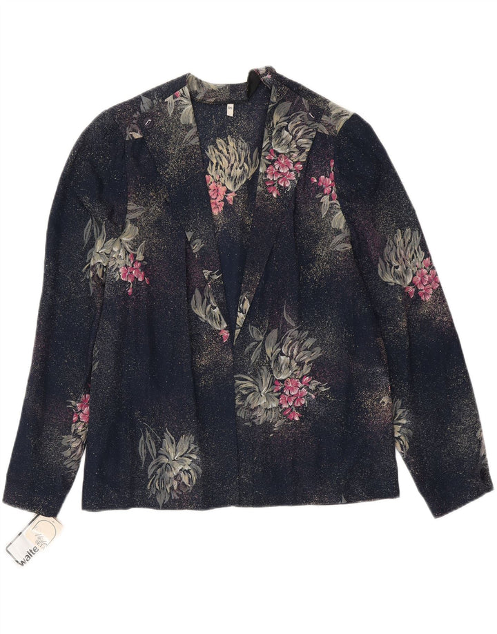 VINTAGE Ensemble 2 Pièces Femme IT 50 XL Bleu Marine Floral Polyester