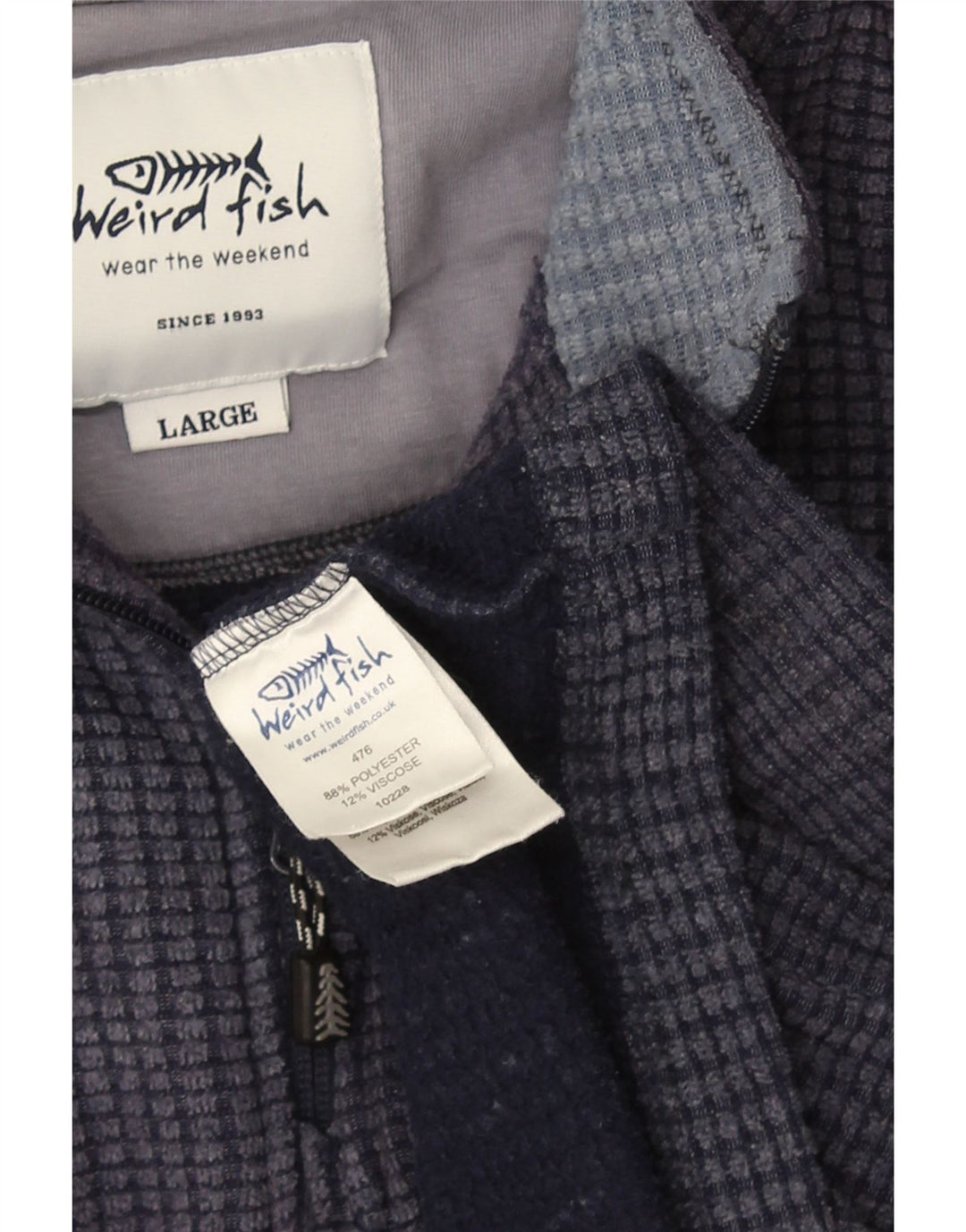 Weird Fish Pull polaire à col zippé pour homme Grand bleu marine Polyester