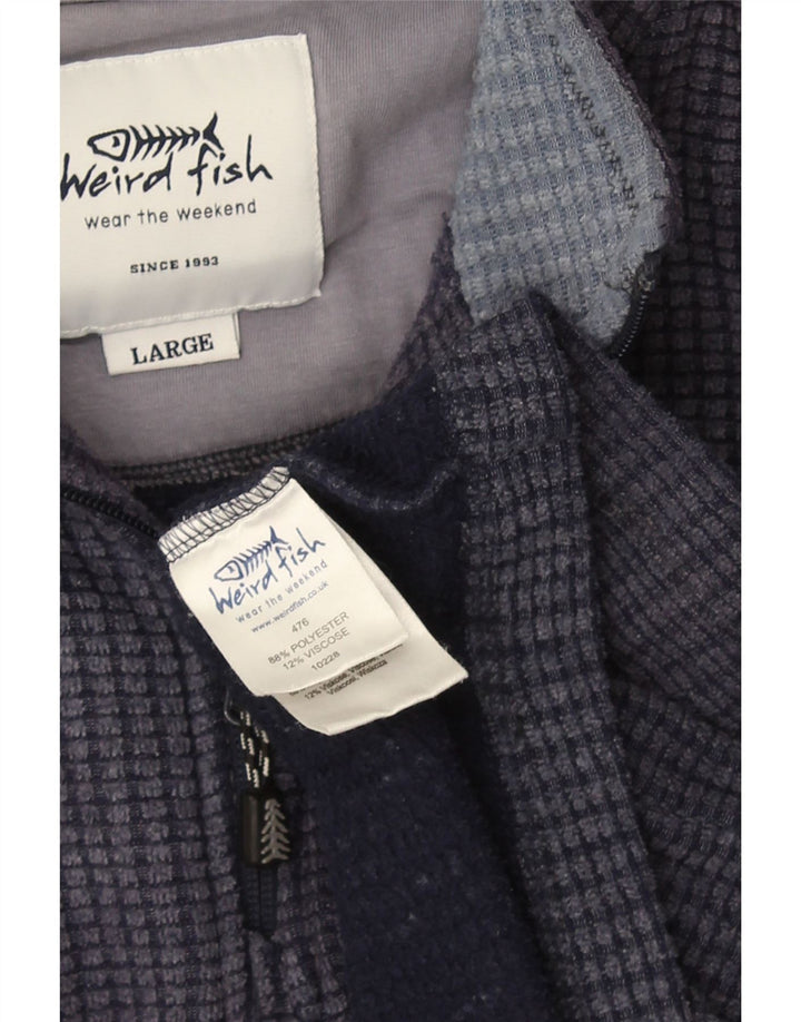 Weird Fish Pull polaire à col zippé pour homme Grand bleu marine Polyester