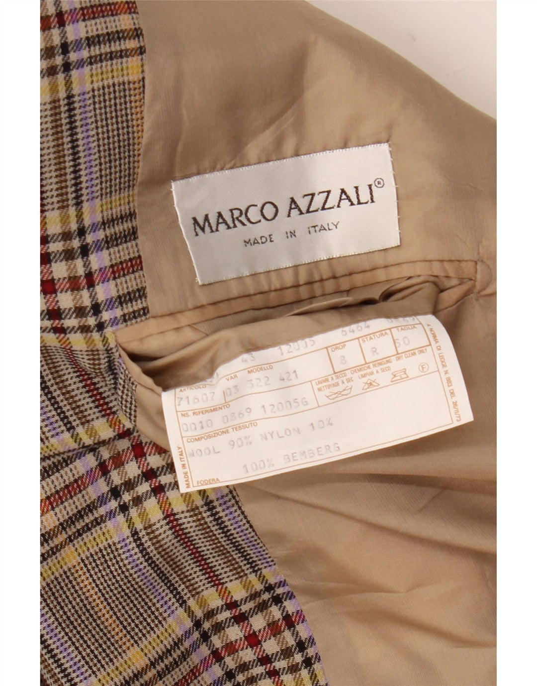 Marco Azzali Veste Blazer Homme IT 50 Large Pied De Poule Multicolore