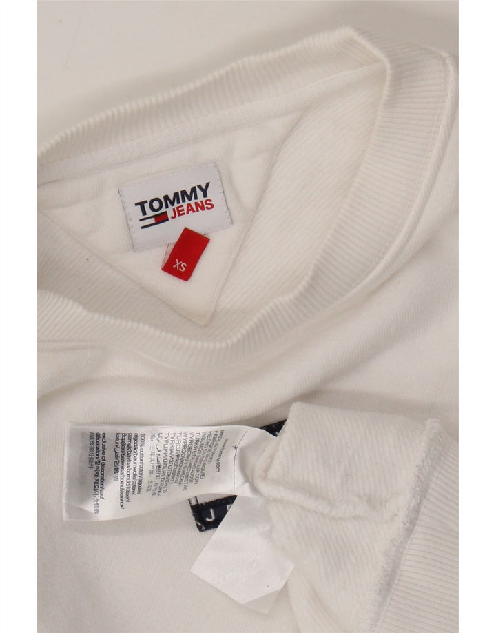 TOMMY HILFIGER Sweat-shirt court surdimensionné pour femme UK 6 XS Blanc